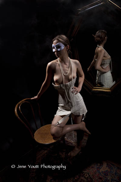 White corseted woman