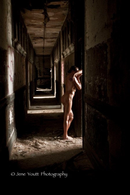 nude in hallway door