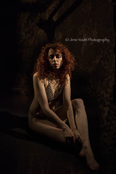 woman wearing chain mail